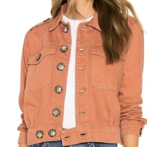 Free People Slouchy Eisenhower Denim Jacket in Terracotta Small